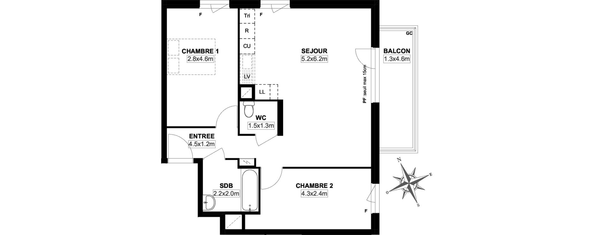 Appartement T3 de 62,55 m2 &agrave; Garges-L&egrave;s-Gonesse Centre