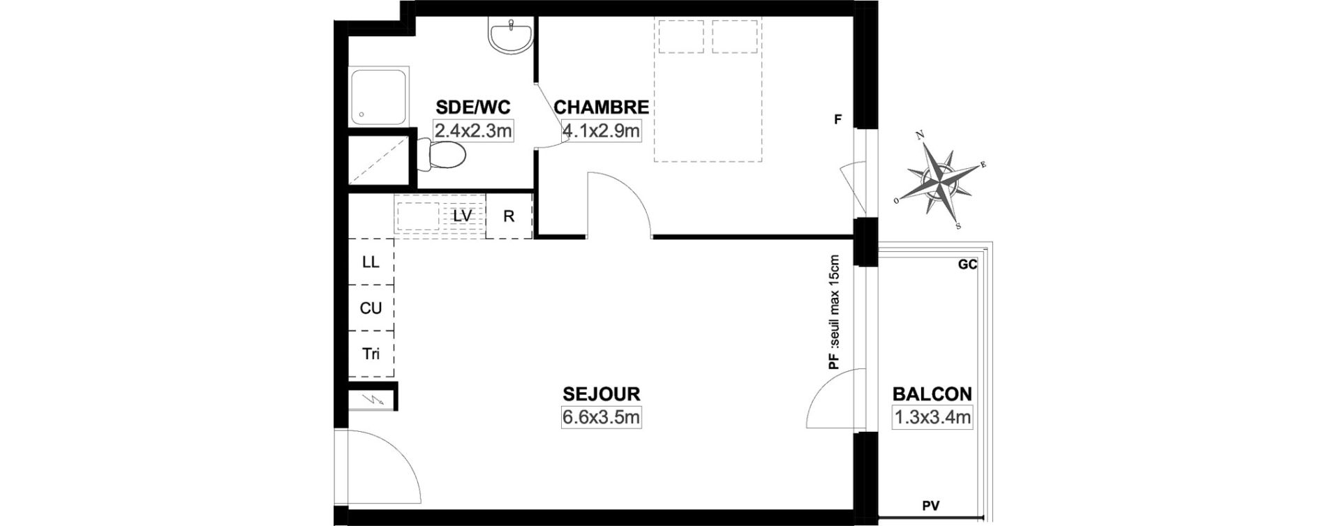 Appartement T2 de 40,90 m2 &agrave; Garges-L&egrave;s-Gonesse Centre