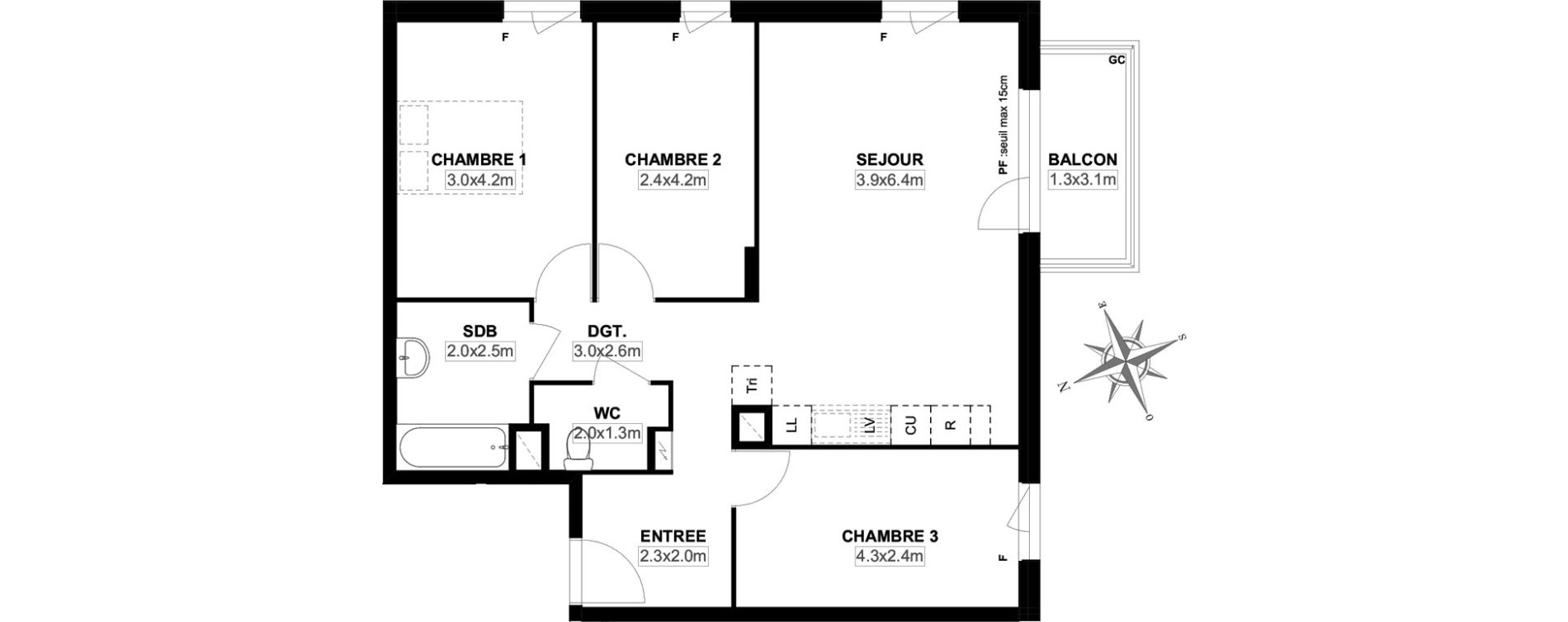 Appartement T4 de 74,83 m2 &agrave; Garges-L&egrave;s-Gonesse Centre