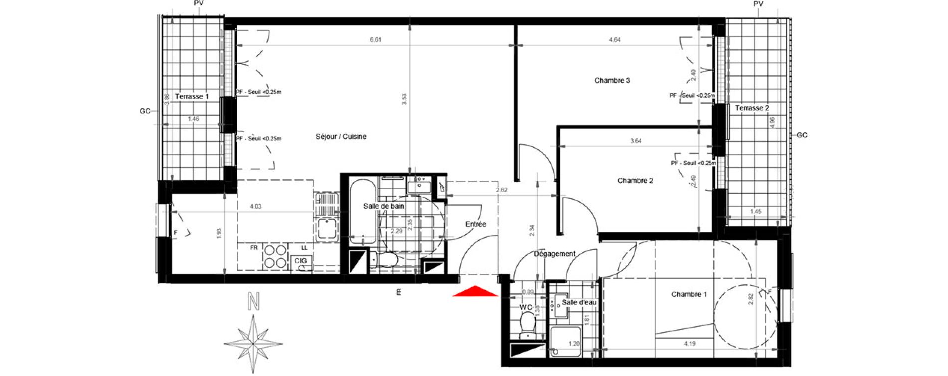 Appartement T4 de 80,98 m2 &agrave; Gonesse Centre