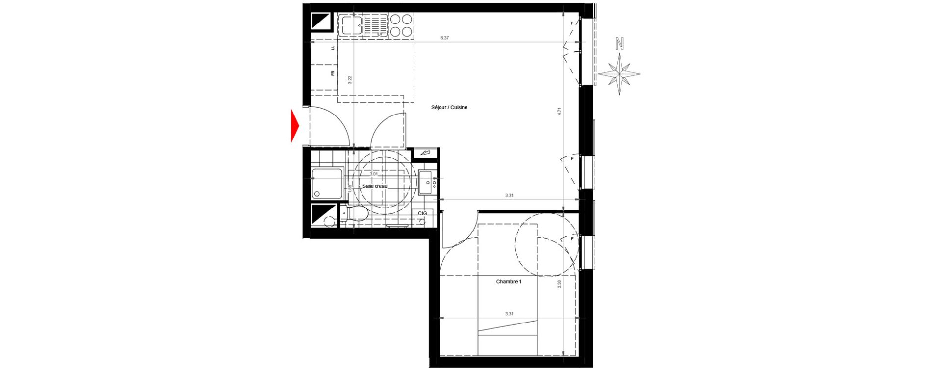 Appartement T2 de 41,59 m2 &agrave; Gonesse Centre
