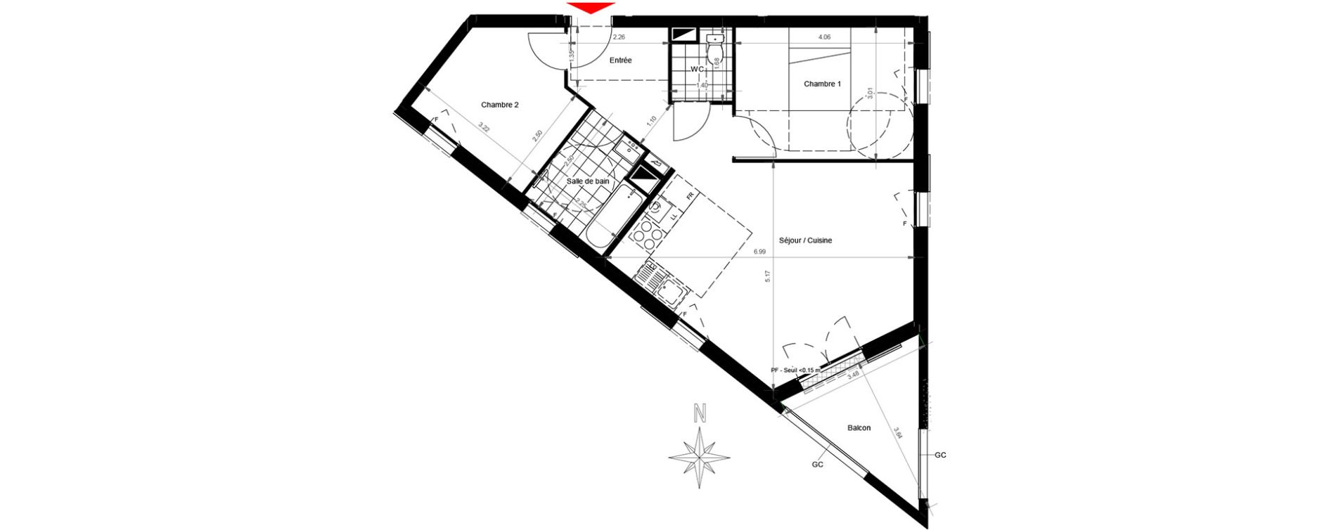 Appartement T3 de 62,04 m2 &agrave; Gonesse Centre