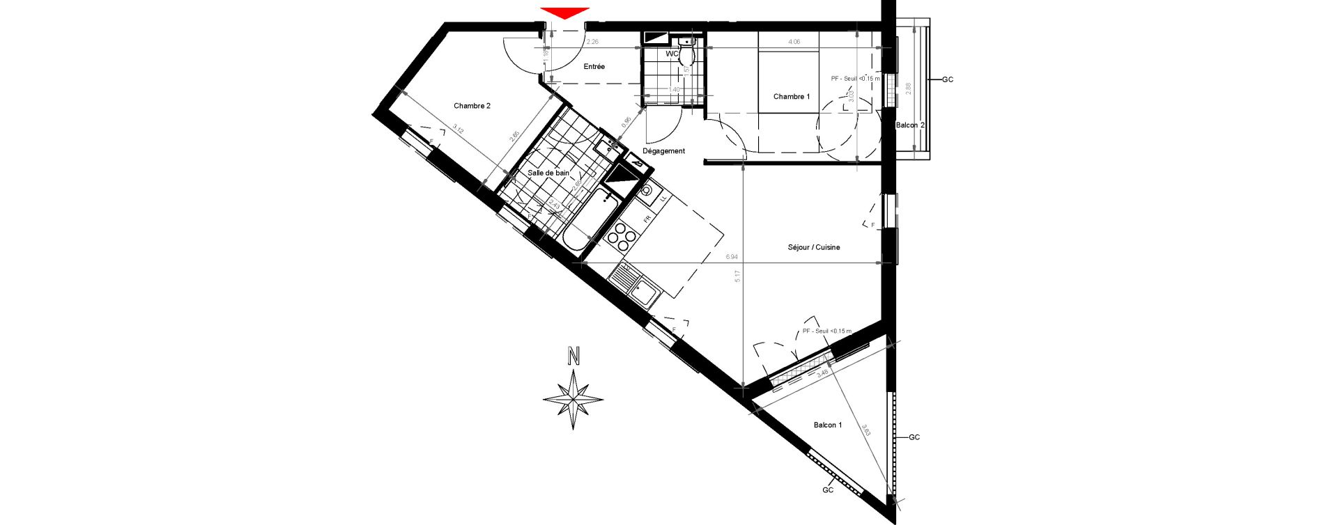 Appartement T3 de 62,01 m2 &agrave; Gonesse Centre
