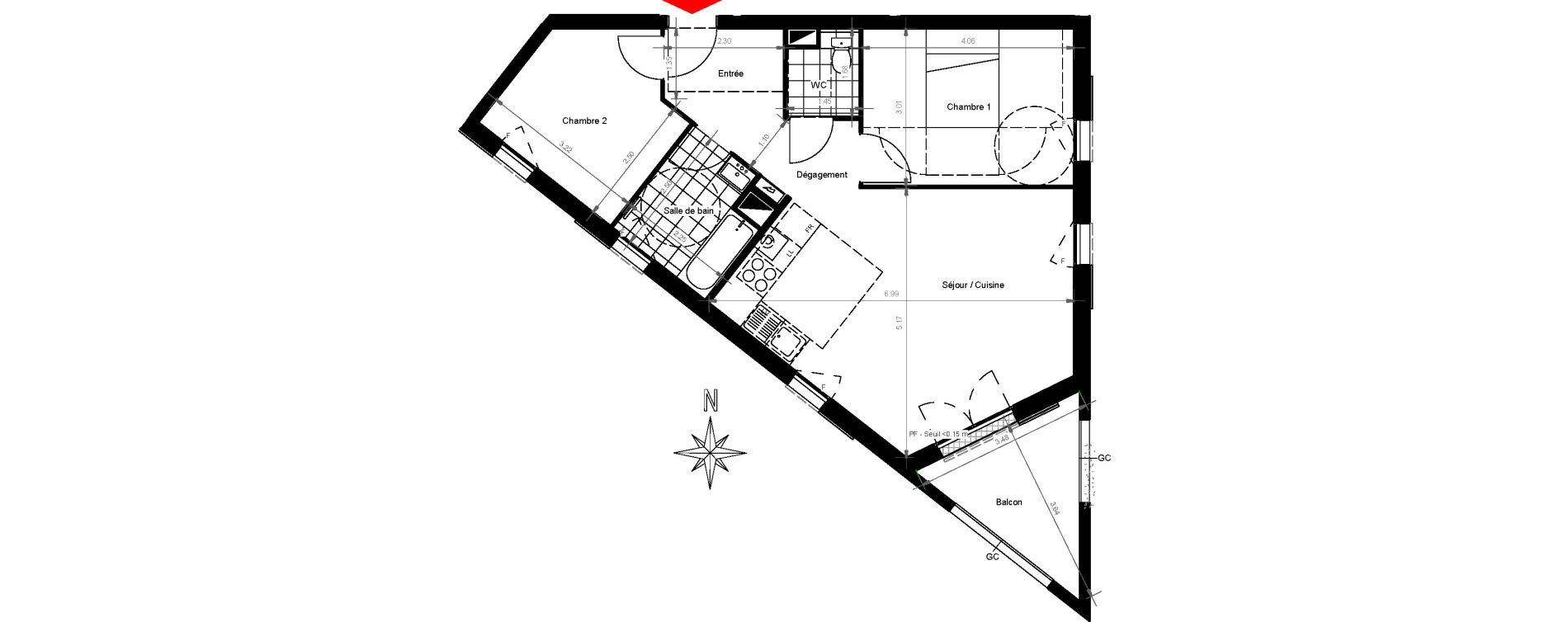Appartement T3 de 62,05 m2 &agrave; Gonesse Centre