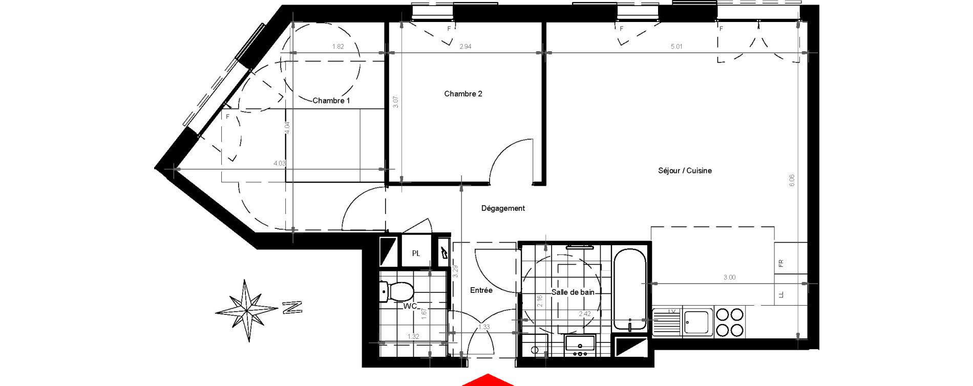 Appartement T3 de 61,44 m2 &agrave; Gonesse Centre