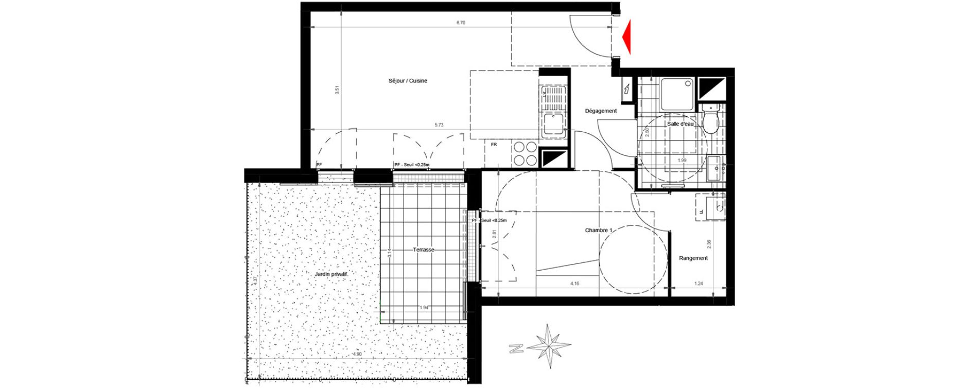 Appartement T2 de 42,76 m2 &agrave; Gonesse Centre