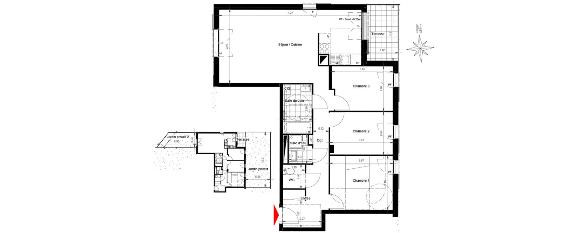 Appartement T4 de 83,50 m2 &agrave; Gonesse Centre