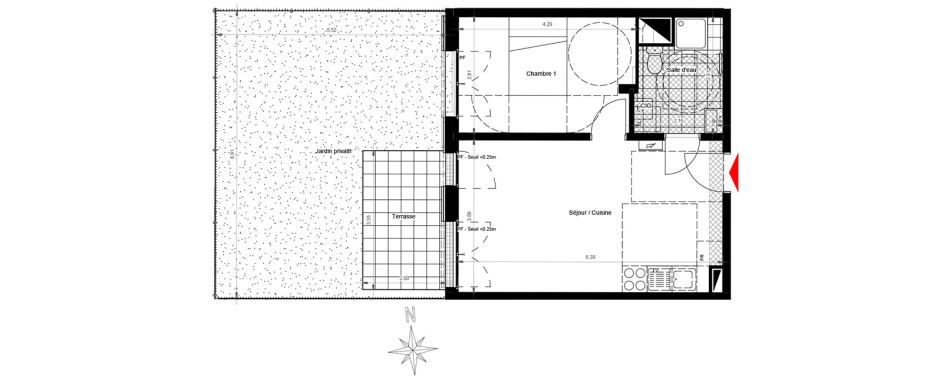 Appartement T2 de 40,43 m2 &agrave; Gonesse Centre