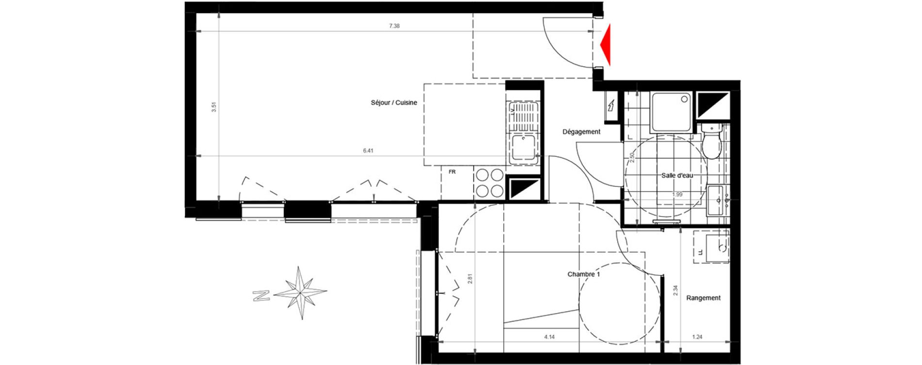 Appartement T2 de 44,97 m2 &agrave; Gonesse Centre