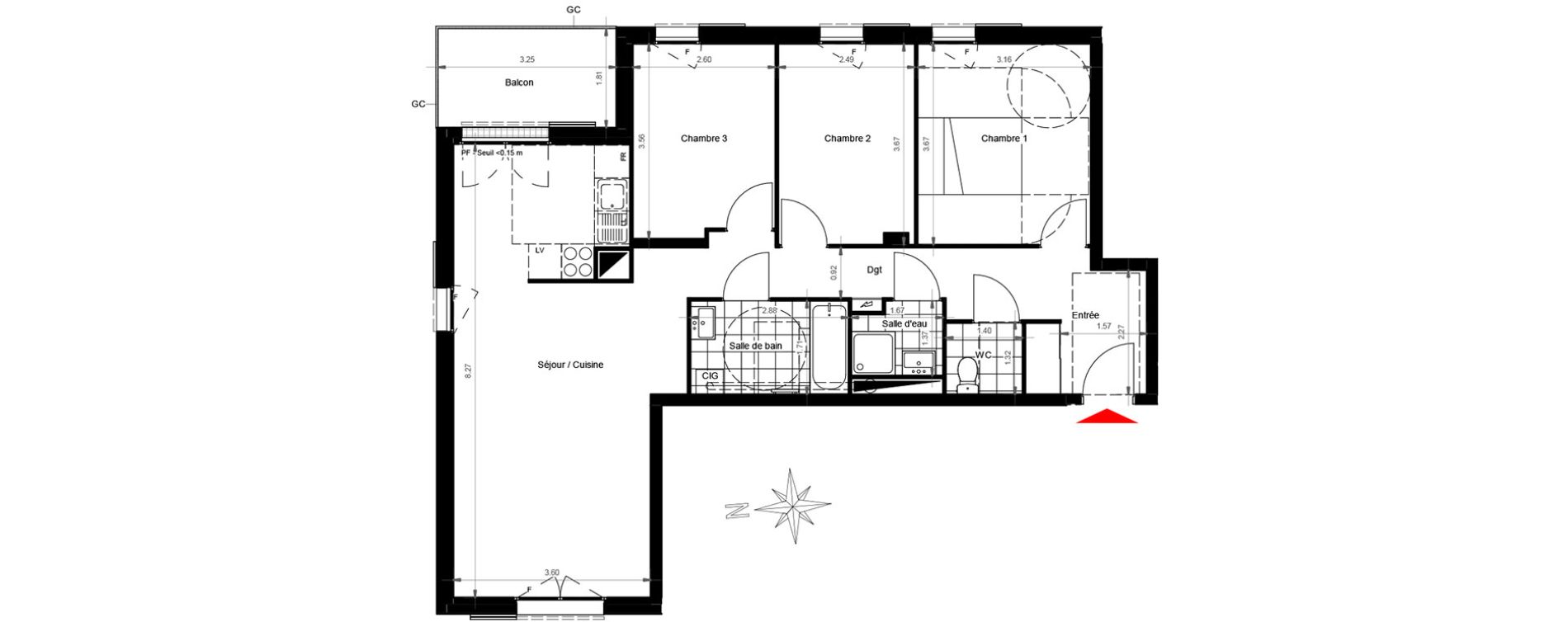 Appartement T4 de 80,99 m2 &agrave; Gonesse Centre