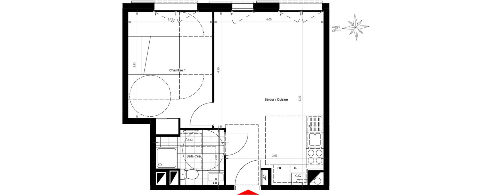 Appartement T2 de 42,24 m2 &agrave; Gonesse Centre