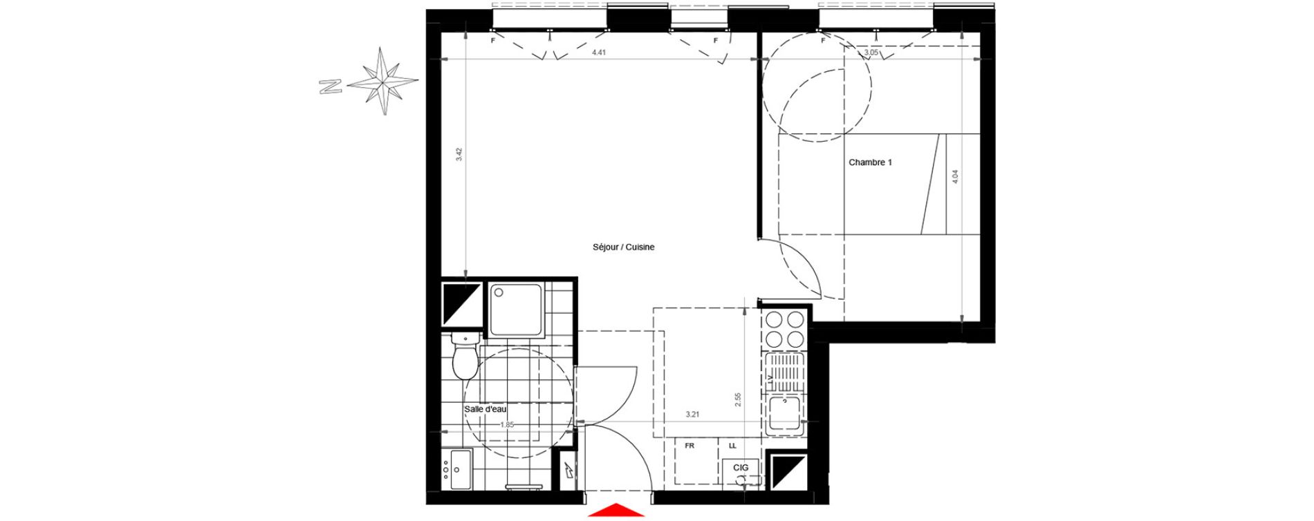 Appartement T2 de 41,04 m2 &agrave; Gonesse Centre