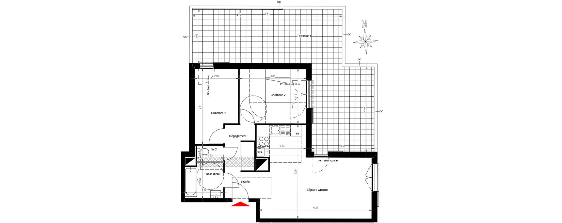 Appartement T3 de 62,15 m2 &agrave; Gonesse Centre
