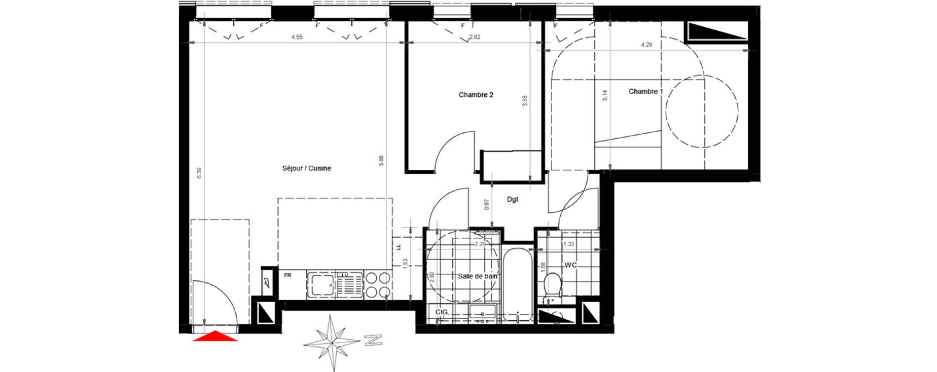 Appartement T3 de 60,83 m2 &agrave; Gonesse Centre