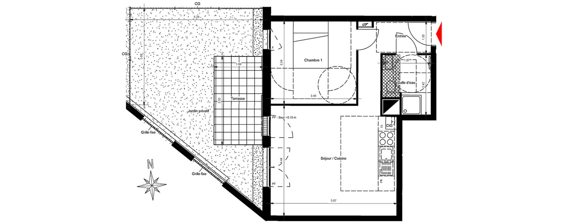 Appartement T2 de 43,71 m2 &agrave; Gonesse Centre