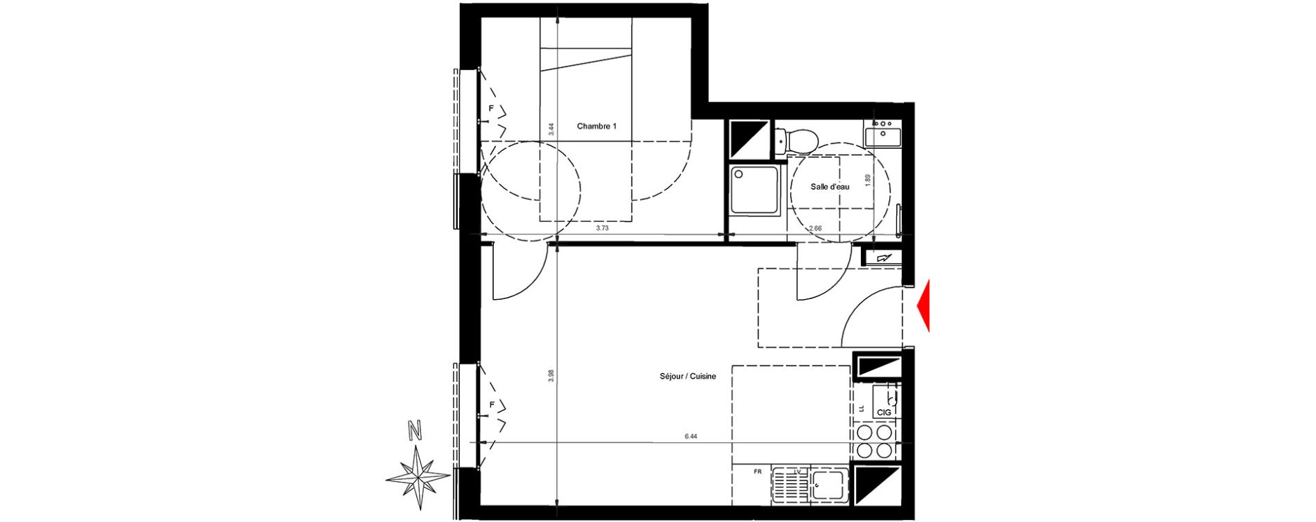 Appartement T2 de 41,27 m2 &agrave; Gonesse Centre