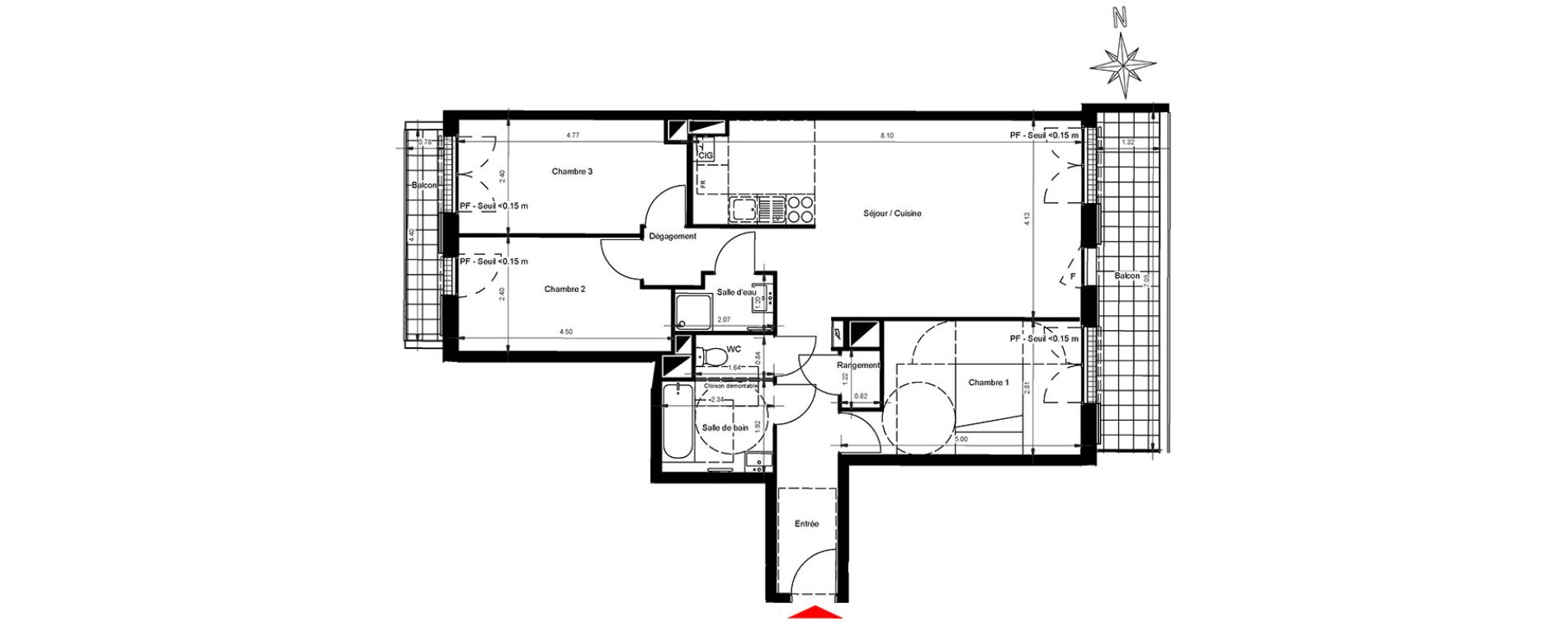 Appartement T4 de 82,93 m2 &agrave; Gonesse Centre