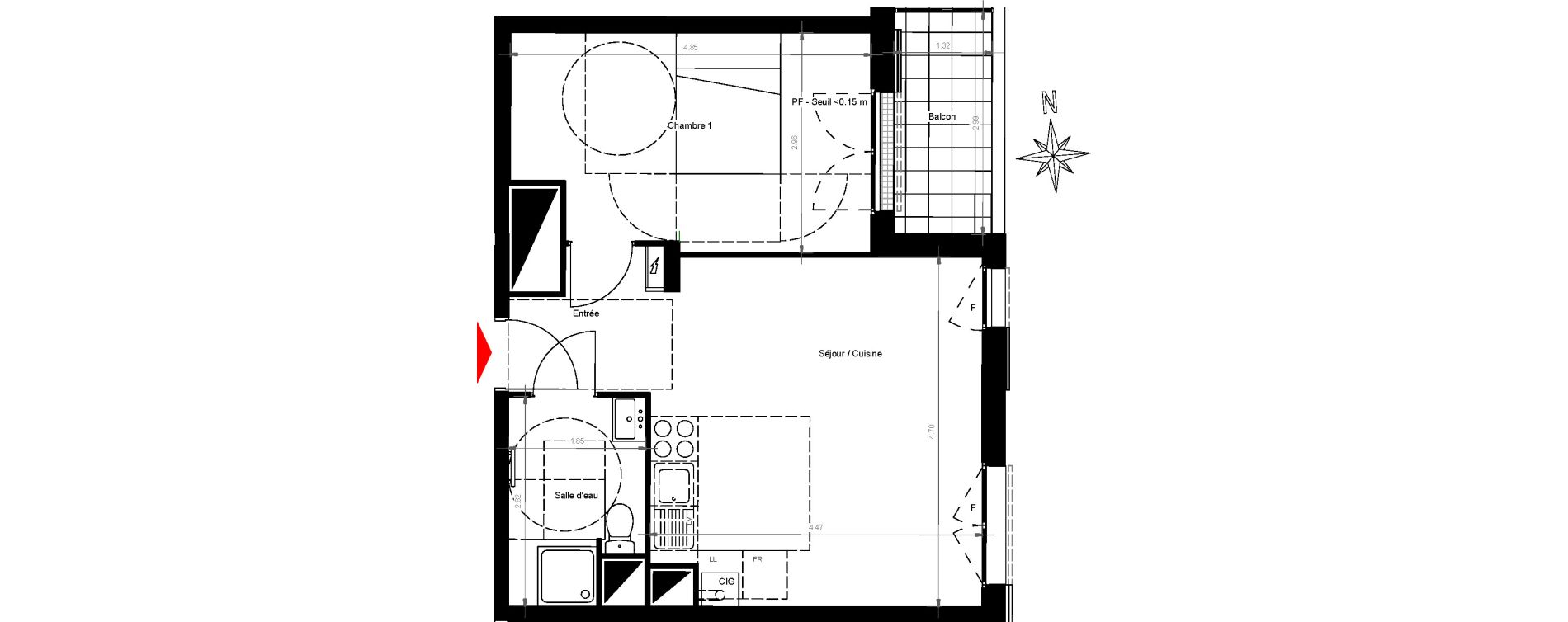Appartement T2 de 41,98 m2 &agrave; Gonesse Centre