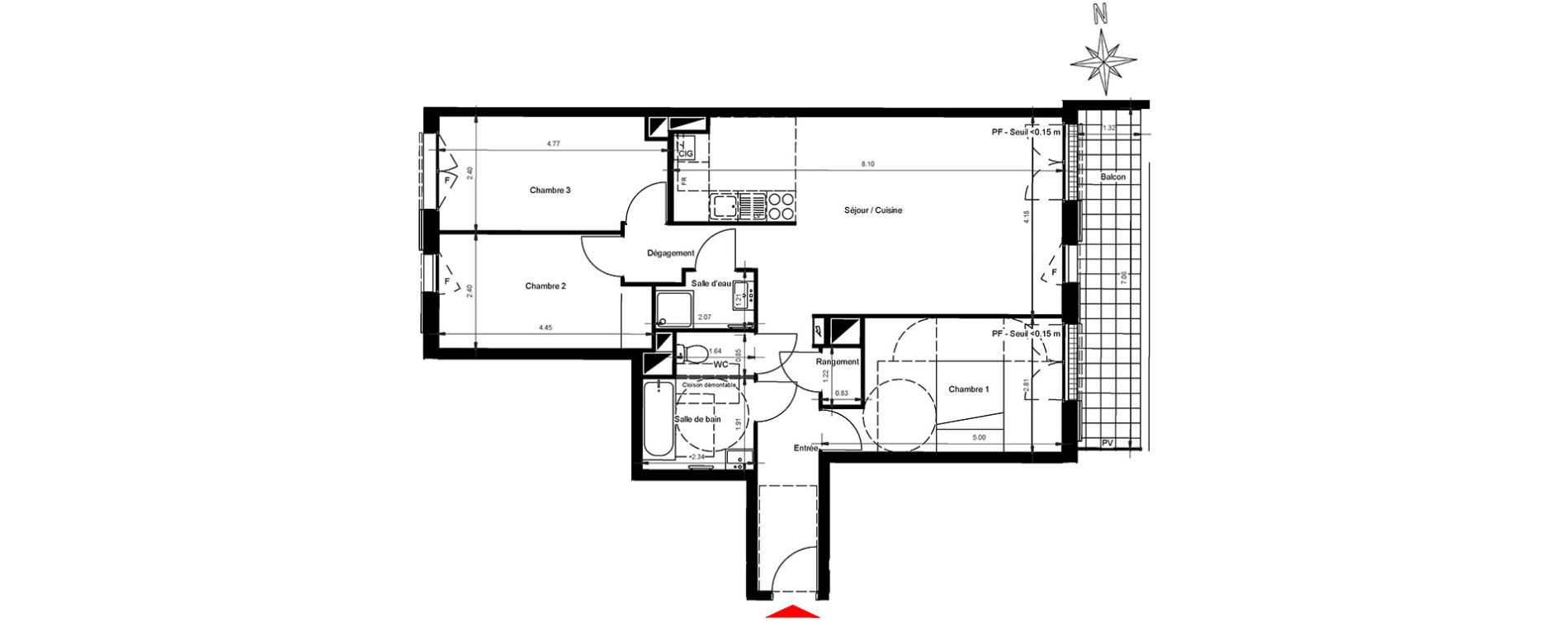 Appartement T4 de 82,91 m2 &agrave; Gonesse Centre