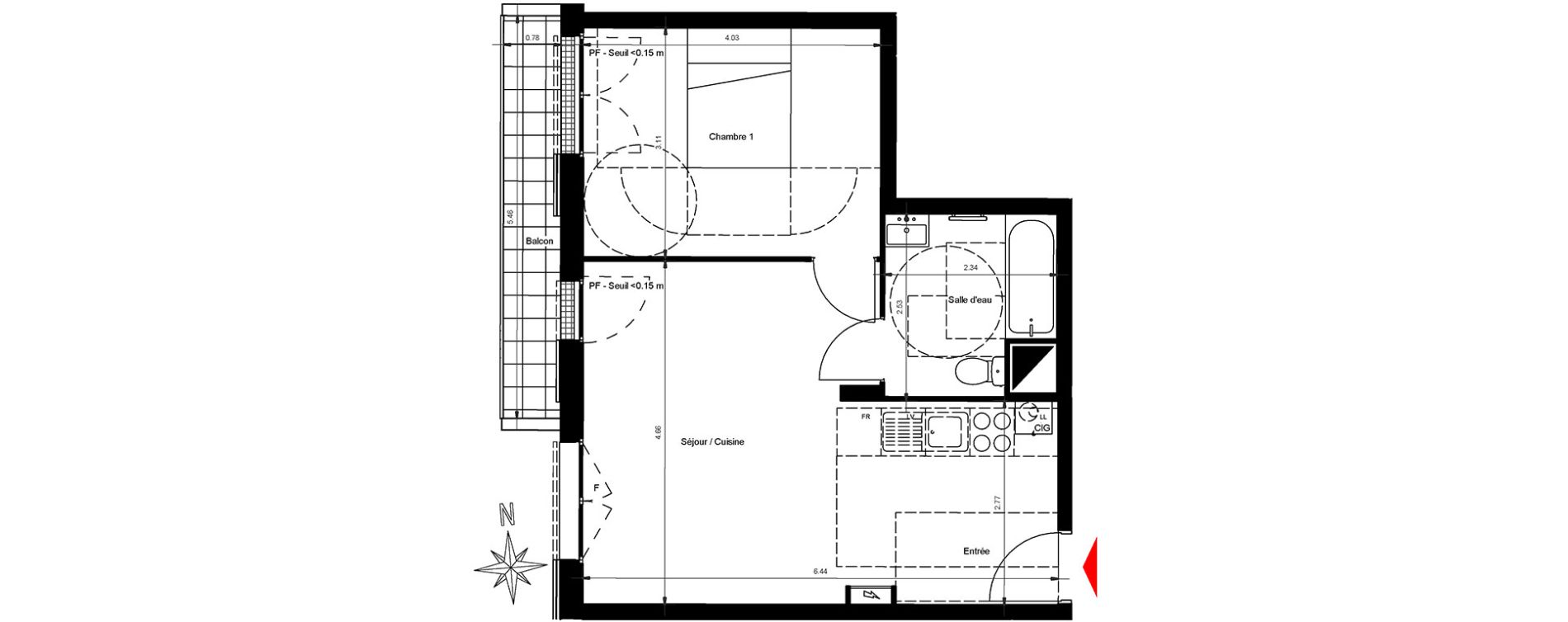 Appartement T2 de 43,09 m2 &agrave; Gonesse Centre