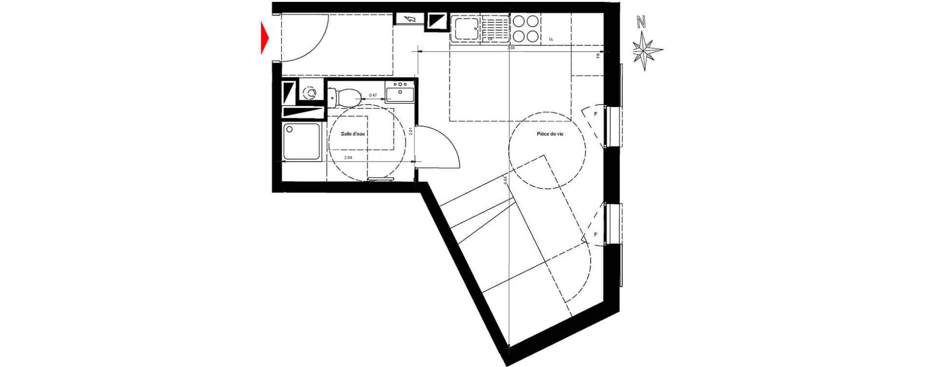 Appartement T1 de 28,40 m2 &agrave; Gonesse Centre