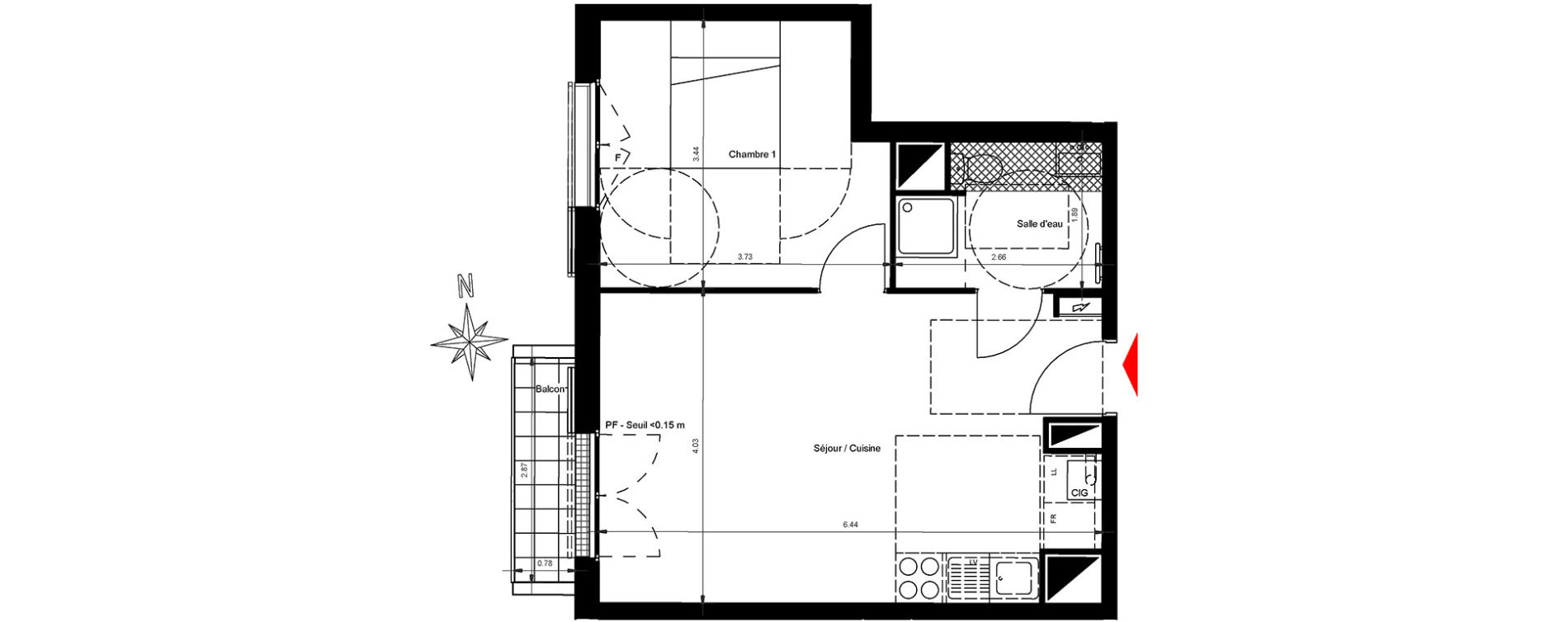 Appartement T2 de 41,26 m2 &agrave; Gonesse Centre