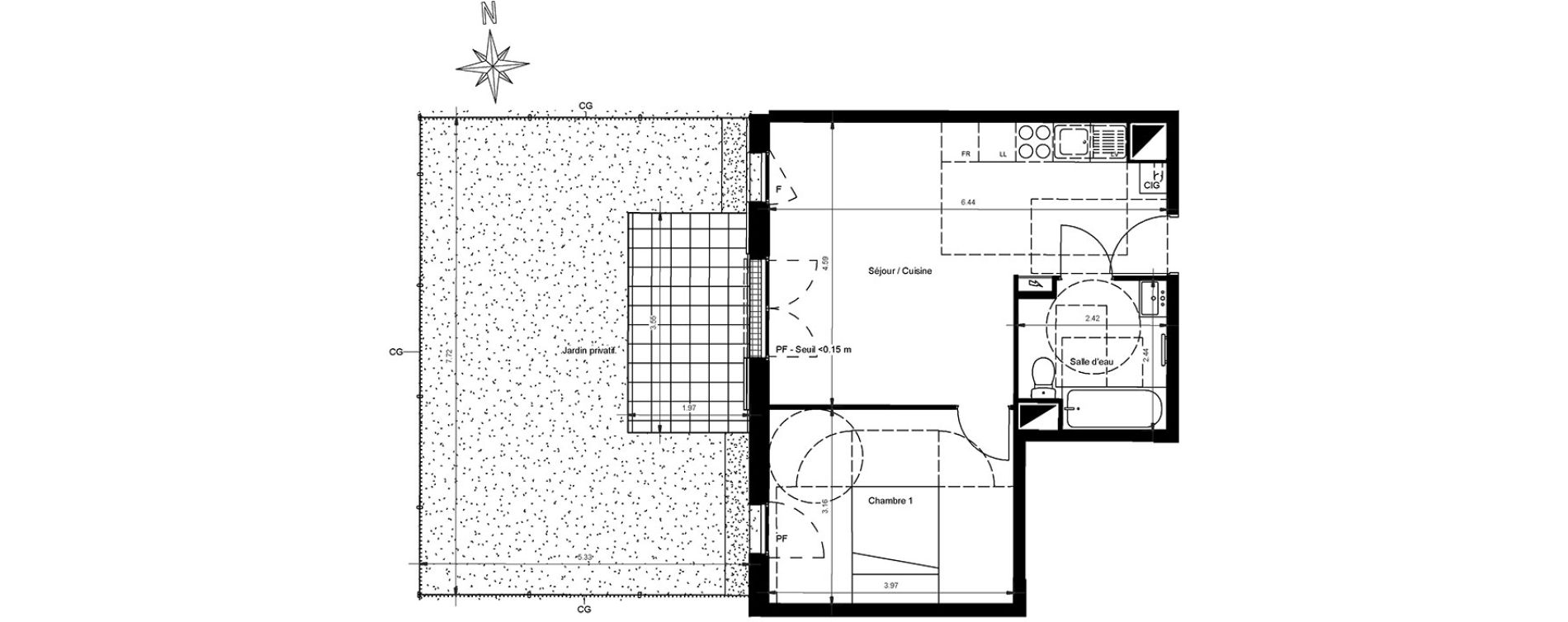 Appartement T2 de 42,02 m2 &agrave; Gonesse Centre