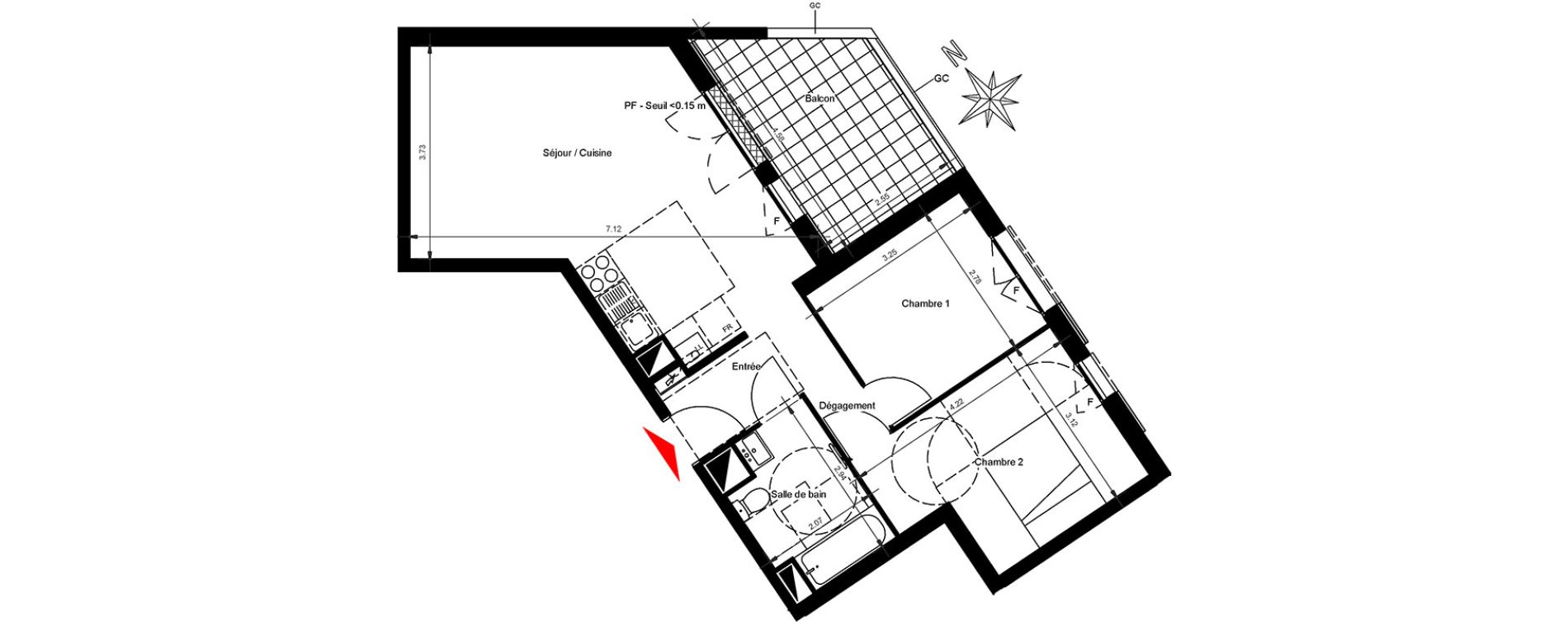 Appartement T3 de 58,21 m2 &agrave; Gonesse Centre