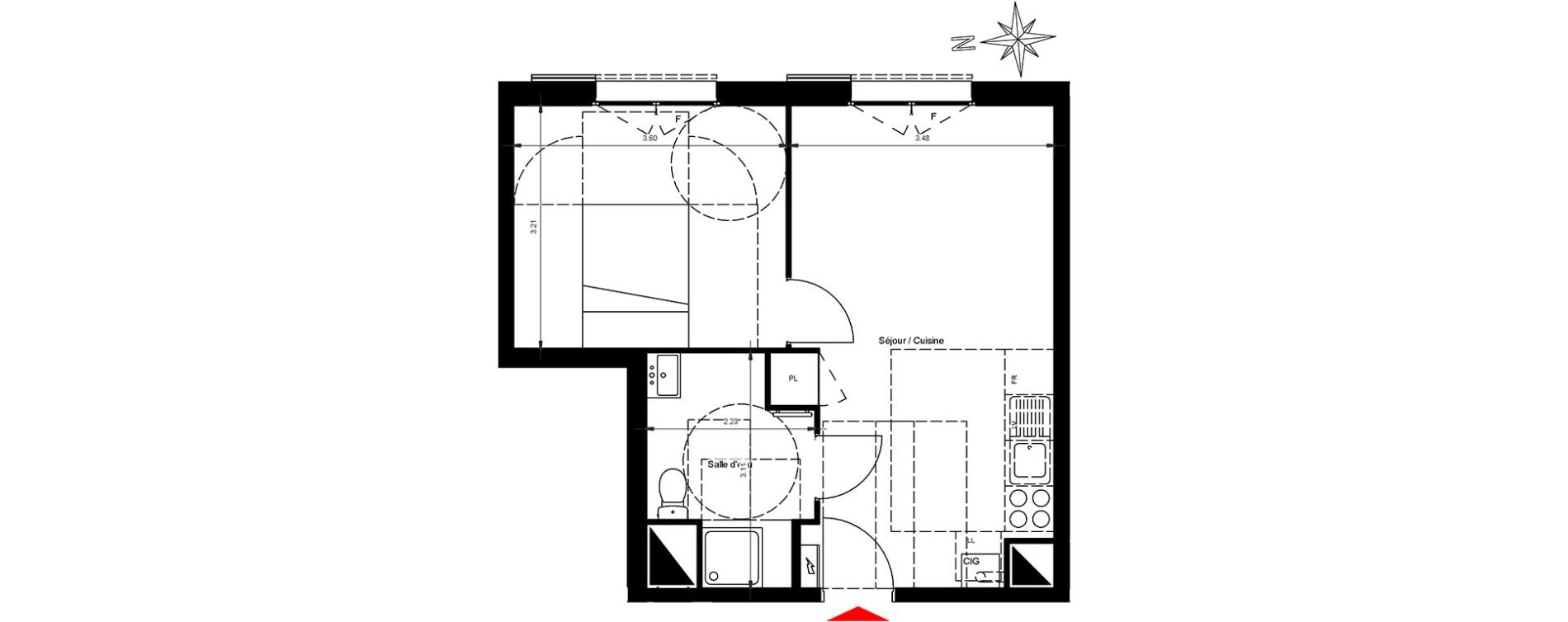 Appartement T2 de 38,28 m2 &agrave; Gonesse Centre
