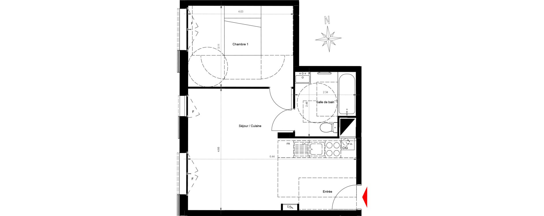 Appartement T2 de 43,08 m2 &agrave; Gonesse Centre