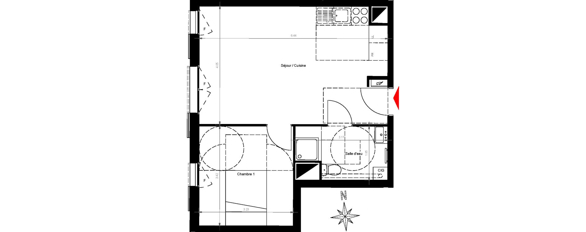 Appartement T2 de 41,86 m2 &agrave; Gonesse Centre