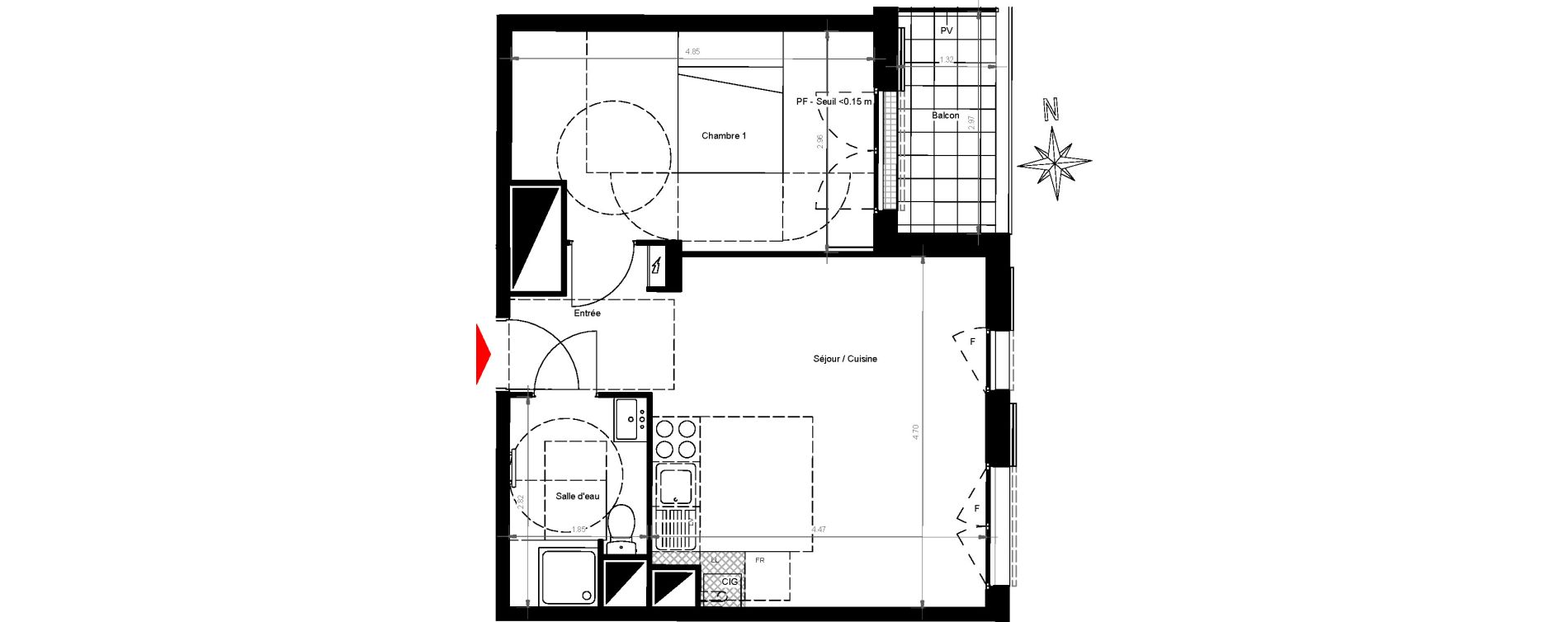 Appartement T2 de 42,01 m2 &agrave; Gonesse Centre