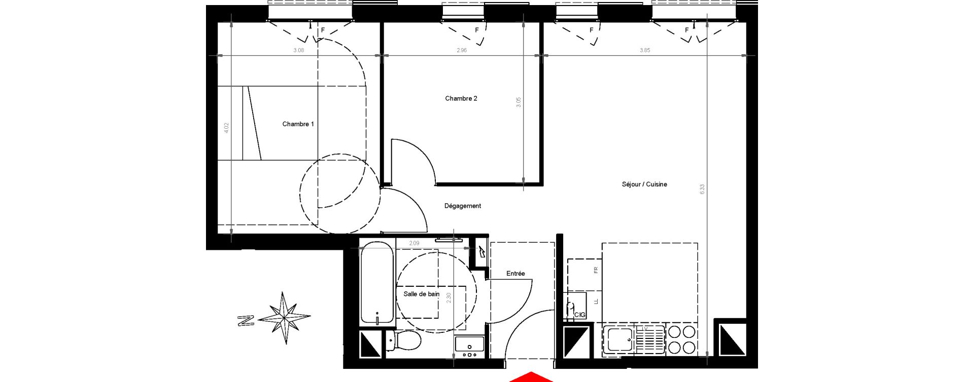Appartement T3 de 55,10 m2 &agrave; Gonesse Centre