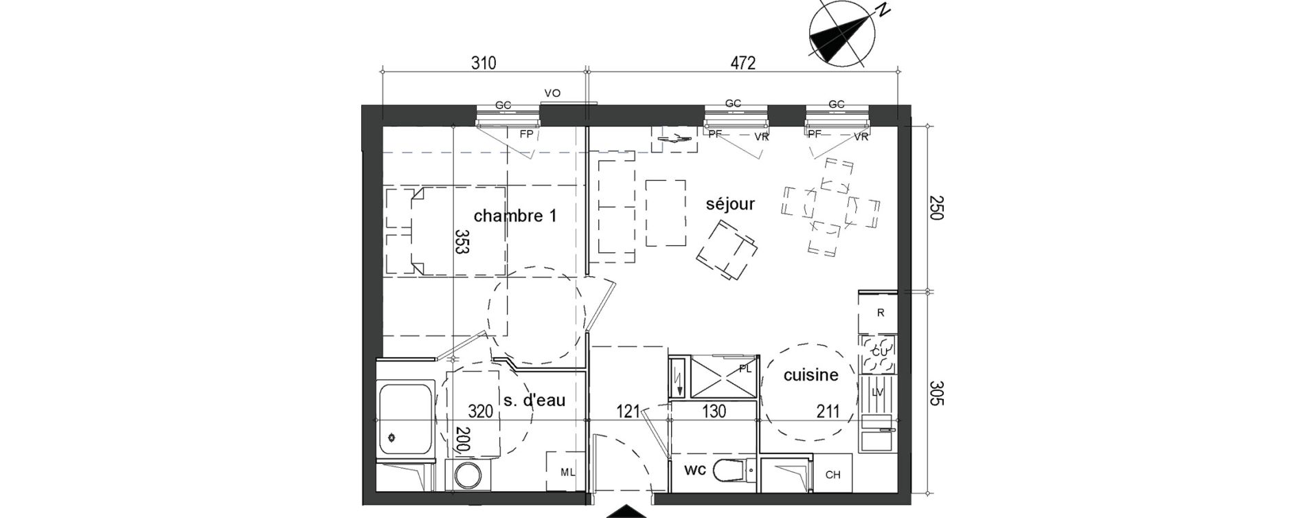 Appartement T2 de 42,31 m2 &agrave; Gonesse Centre