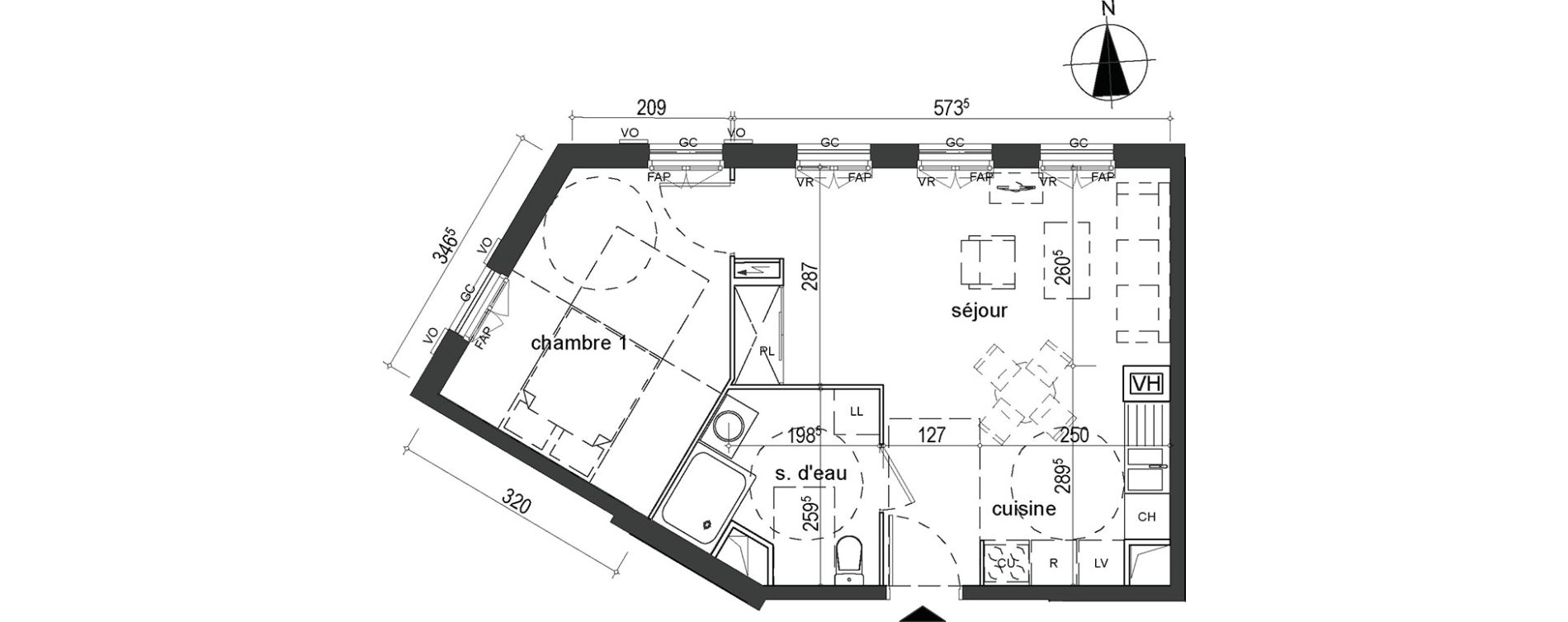 Appartement T2 de 43,14 m2 &agrave; Gonesse Centre