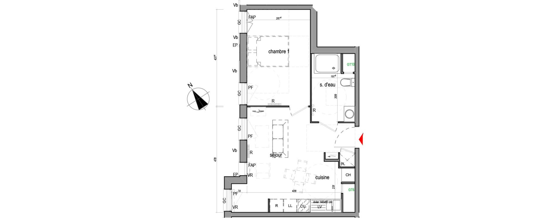 Appartement T2 de 39,76 m2 &agrave; Gonesse Centre