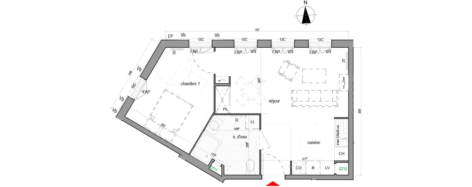 Appartement T2 de 43,54 m2 &agrave; Gonesse Centre