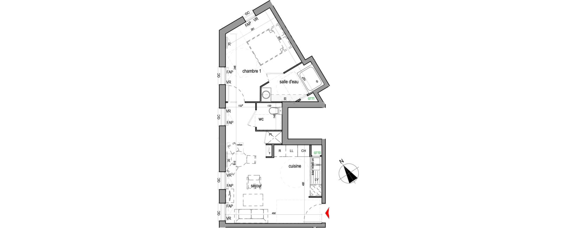 Appartement T2 de 40,86 m2 &agrave; Gonesse Centre