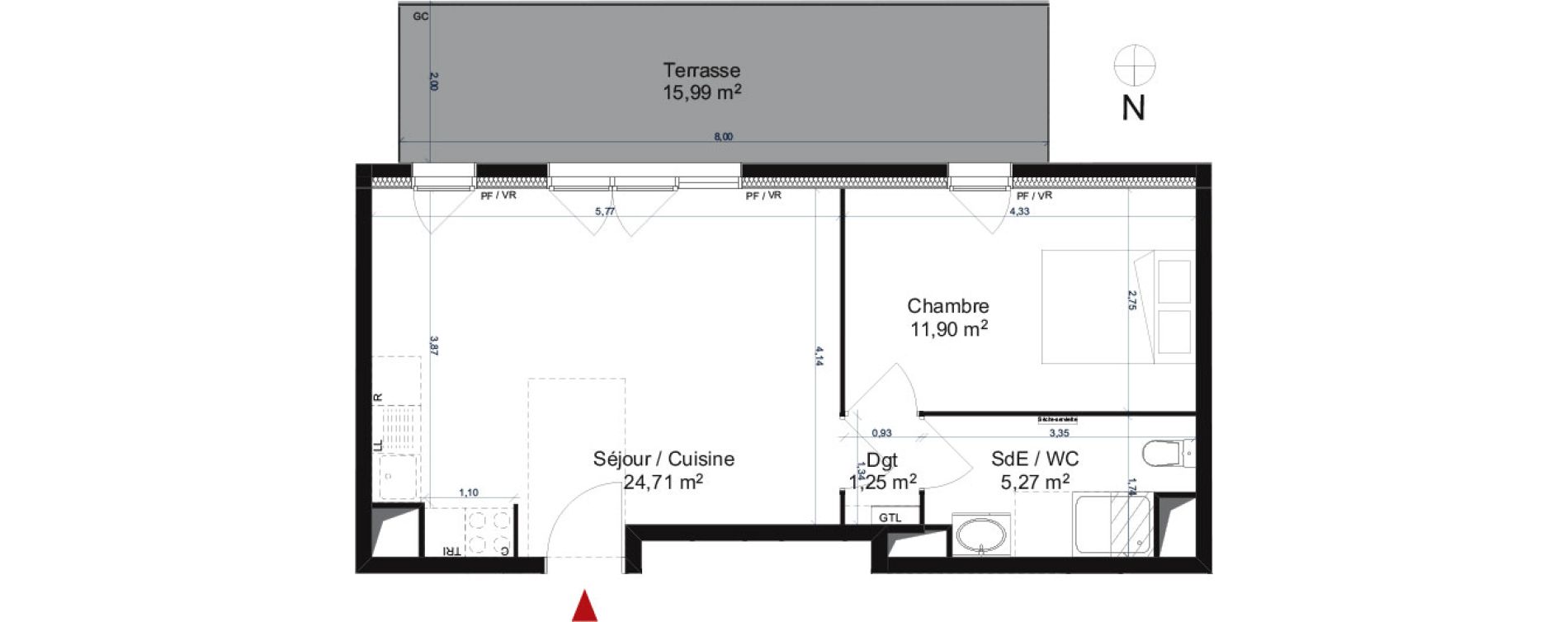 Appartement T2 de 43,13 m2 &agrave; Gonesse Centre