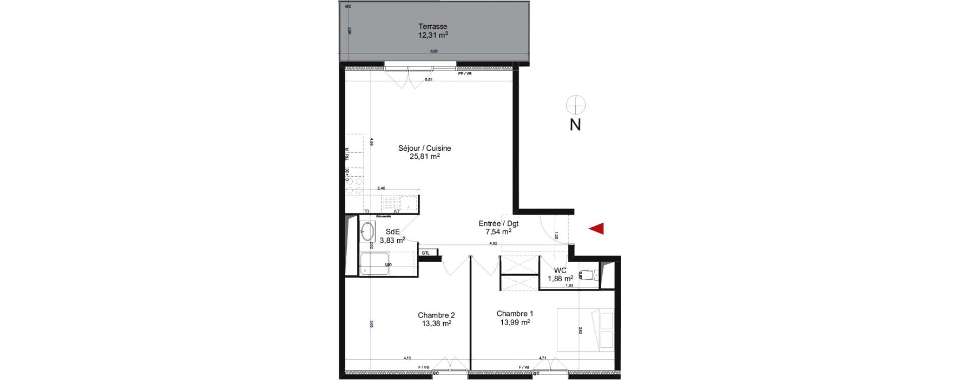 Appartement T3 de 66,43 m2 &agrave; Gonesse Centre