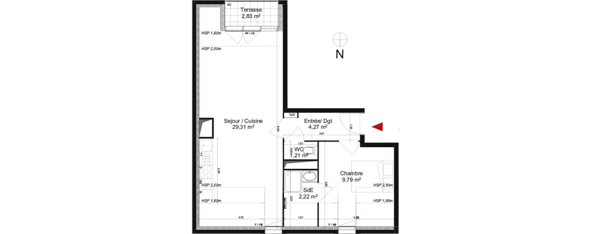 Appartement T2 de 46,80 m2 &agrave; Gonesse Centre