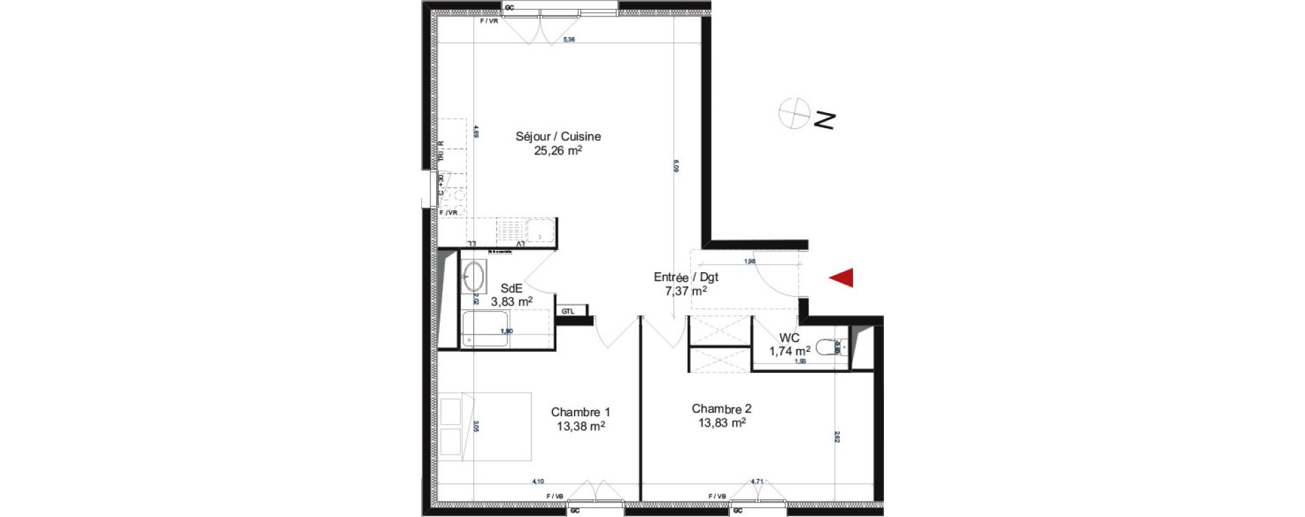 Appartement T3 de 65,41 m2 &agrave; Gonesse Centre