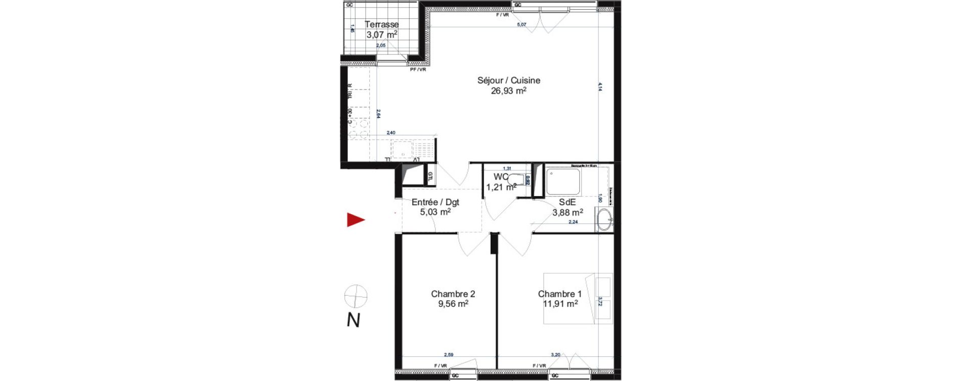 Appartement T3 de 58,52 m2 &agrave; Gonesse Centre