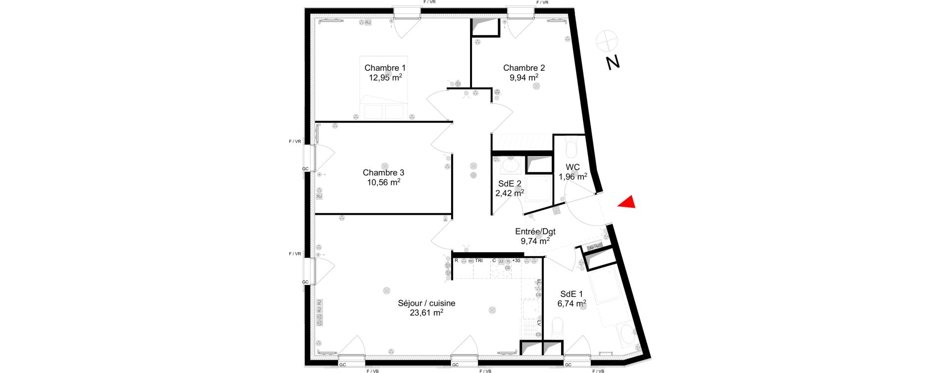 Appartement T4 de 77,92 m2 &agrave; Gonesse Centre