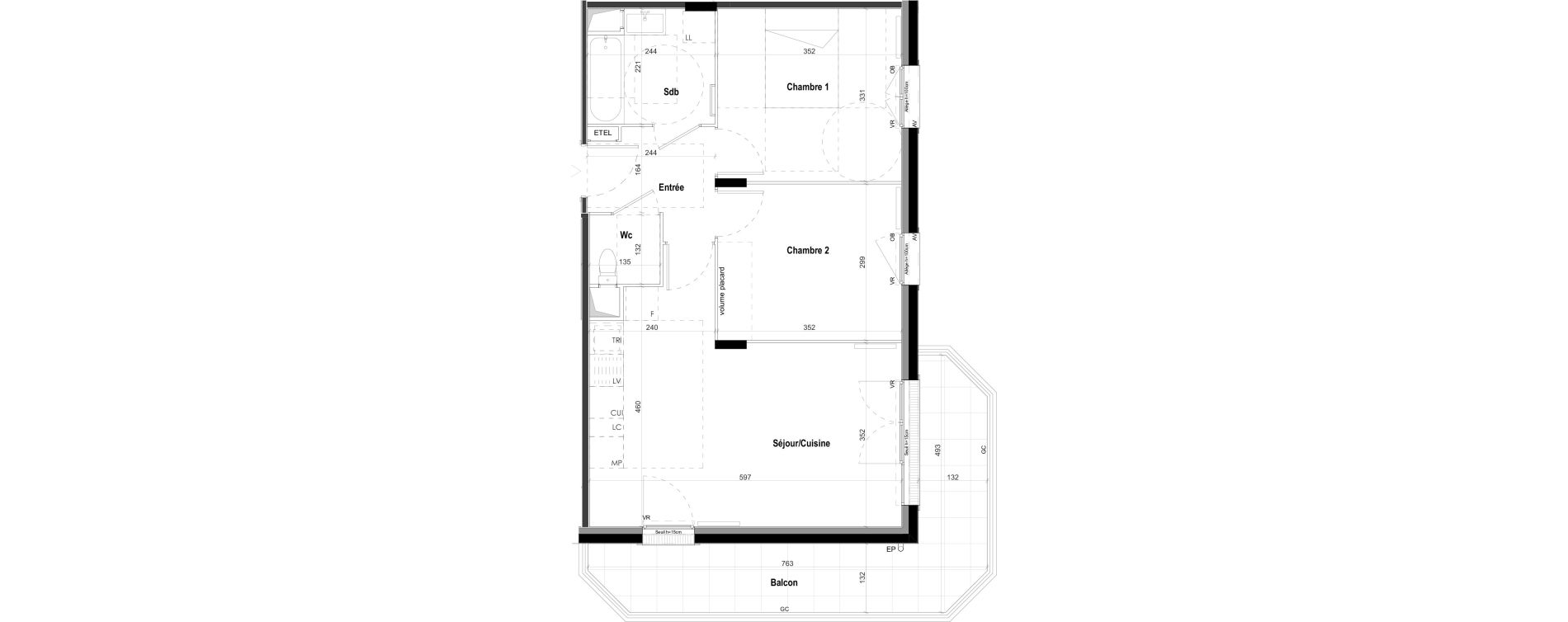 Appartement T3 de 57,23 m2 &agrave; Goussainville Demoiselles - grand pr&eacute; - gare