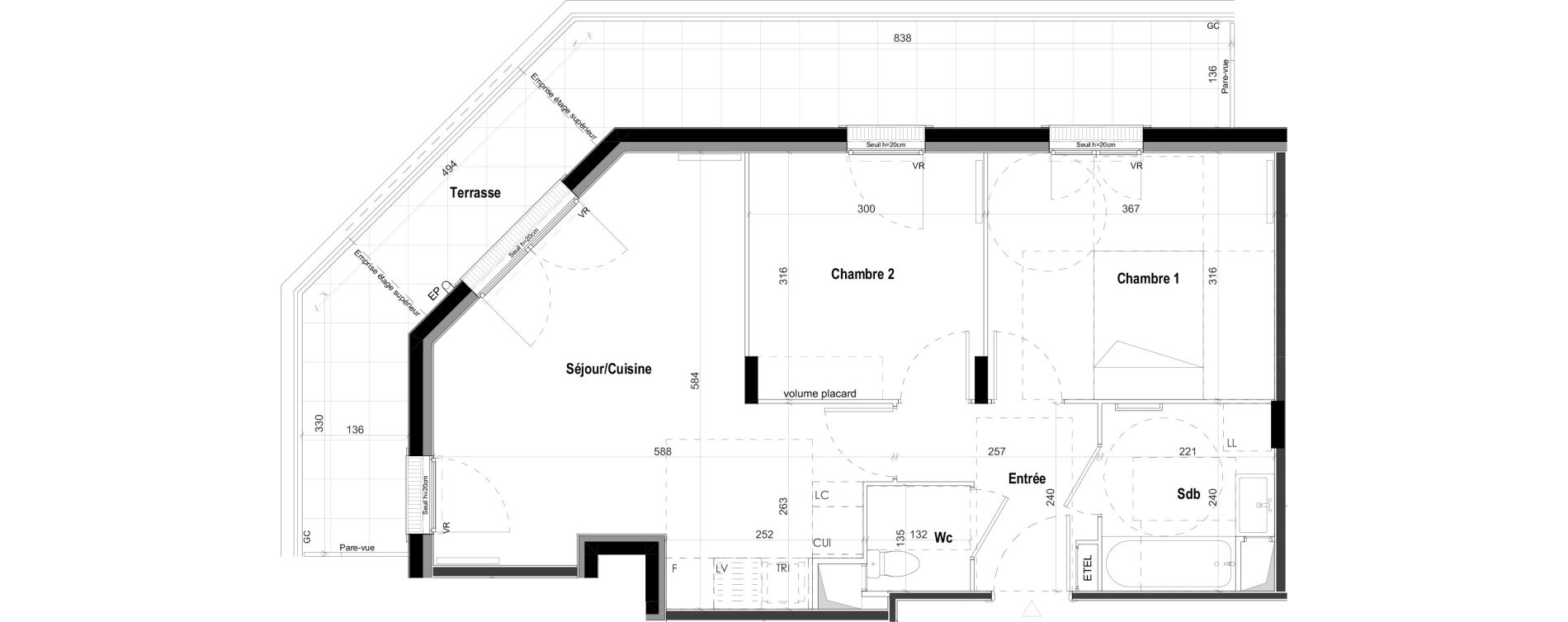 Appartement T3 de 54,34 m2 &agrave; Goussainville Demoiselles - grand pr&eacute; - gare