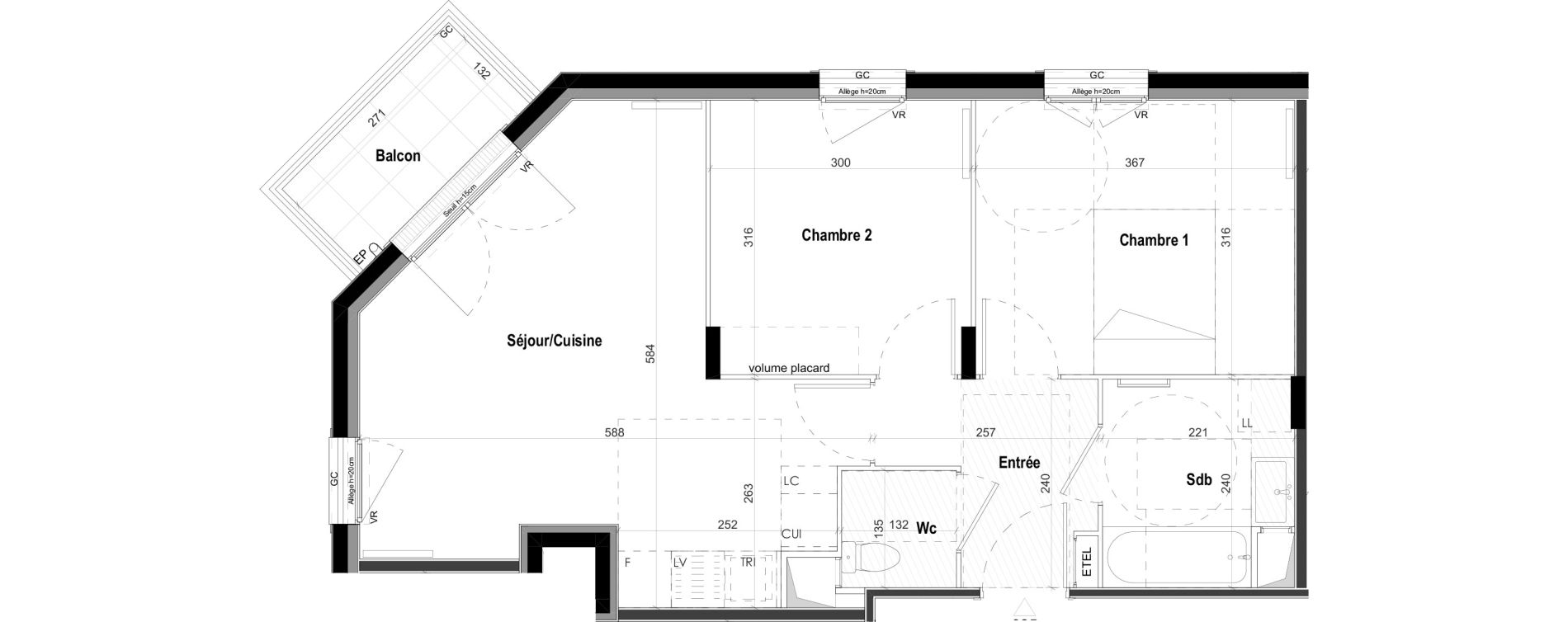 Appartement T3 de 54,34 m2 &agrave; Goussainville Demoiselles - grand pr&eacute; - gare