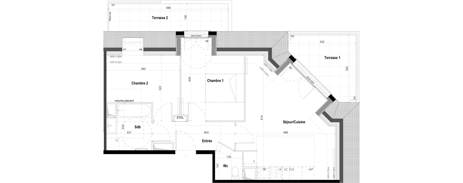 Appartement T3 de 55,16 m2 &agrave; Goussainville Demoiselles - grand pr&eacute; - gare