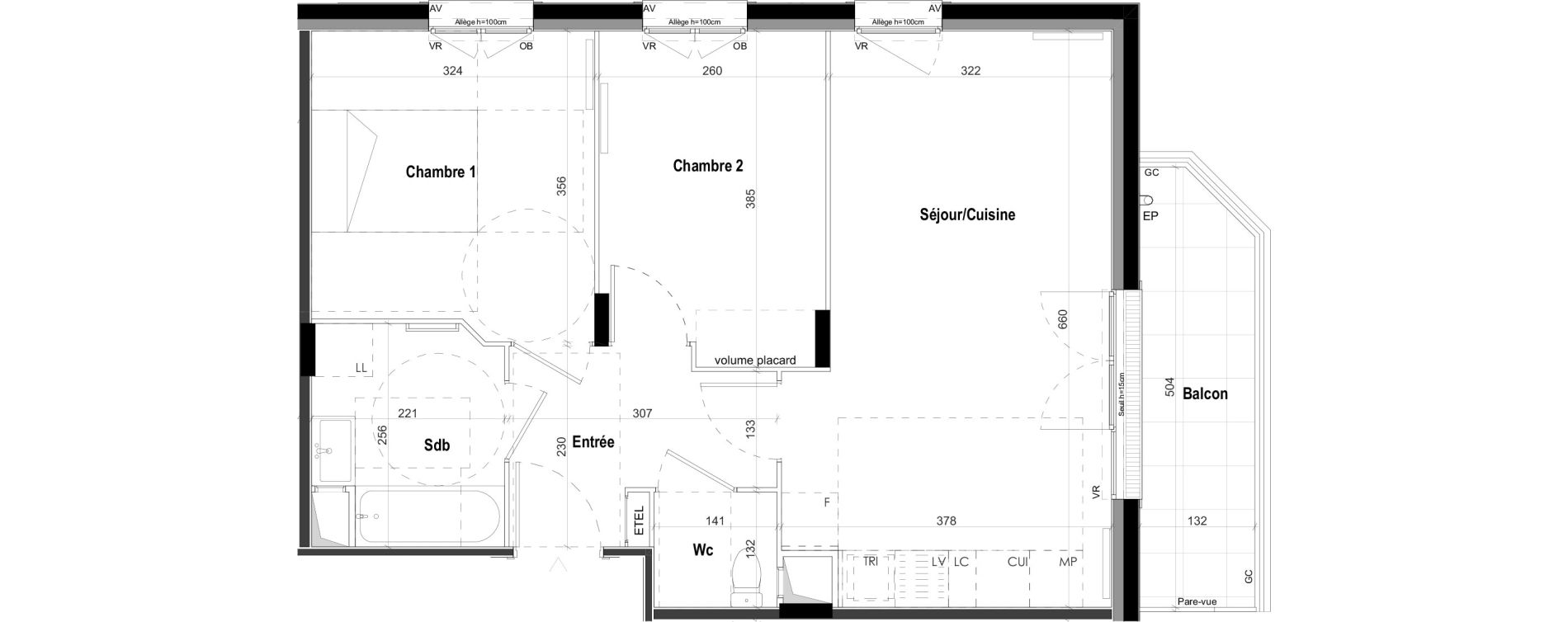 Appartement T3 de 55,58 m2 &agrave; Goussainville Demoiselles - grand pr&eacute; - gare