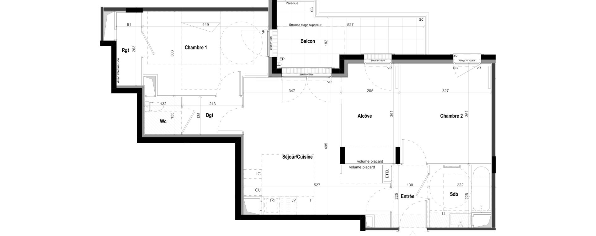 Appartement T3 de 66,17 m2 &agrave; Goussainville Demoiselles - grand pr&eacute; - gare